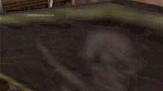 Hot anal sex with two sexy 3D hunks outdoors porn video